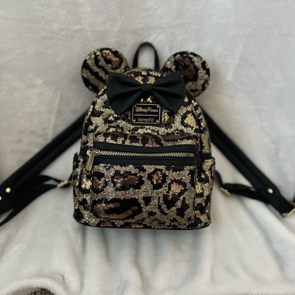 Disney Handbags - Disney Gold and Black Mini Backpack with Mickey Ears